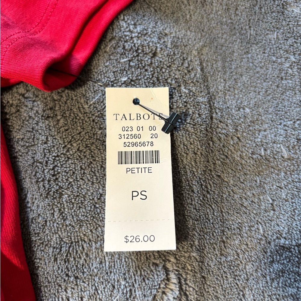 Talbots Classic Red Short Sleeve Tee, Petite Small NWT - Picture 3 of 6